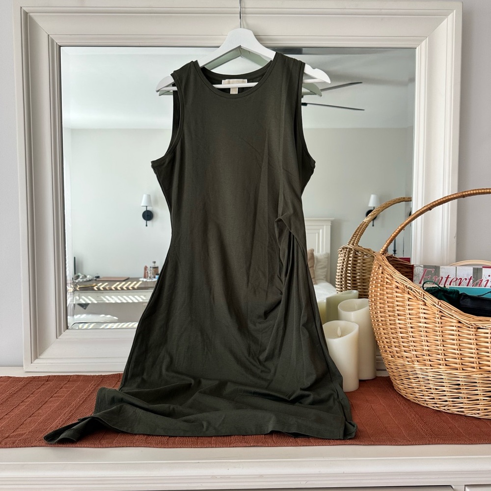 Michael Kors Olive Green Sleeveless Midi Tank Dress